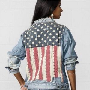 Denim & Supply Ralph Lauren Vintage Boyfriend Trucker Flag/Studded Jean Jacket